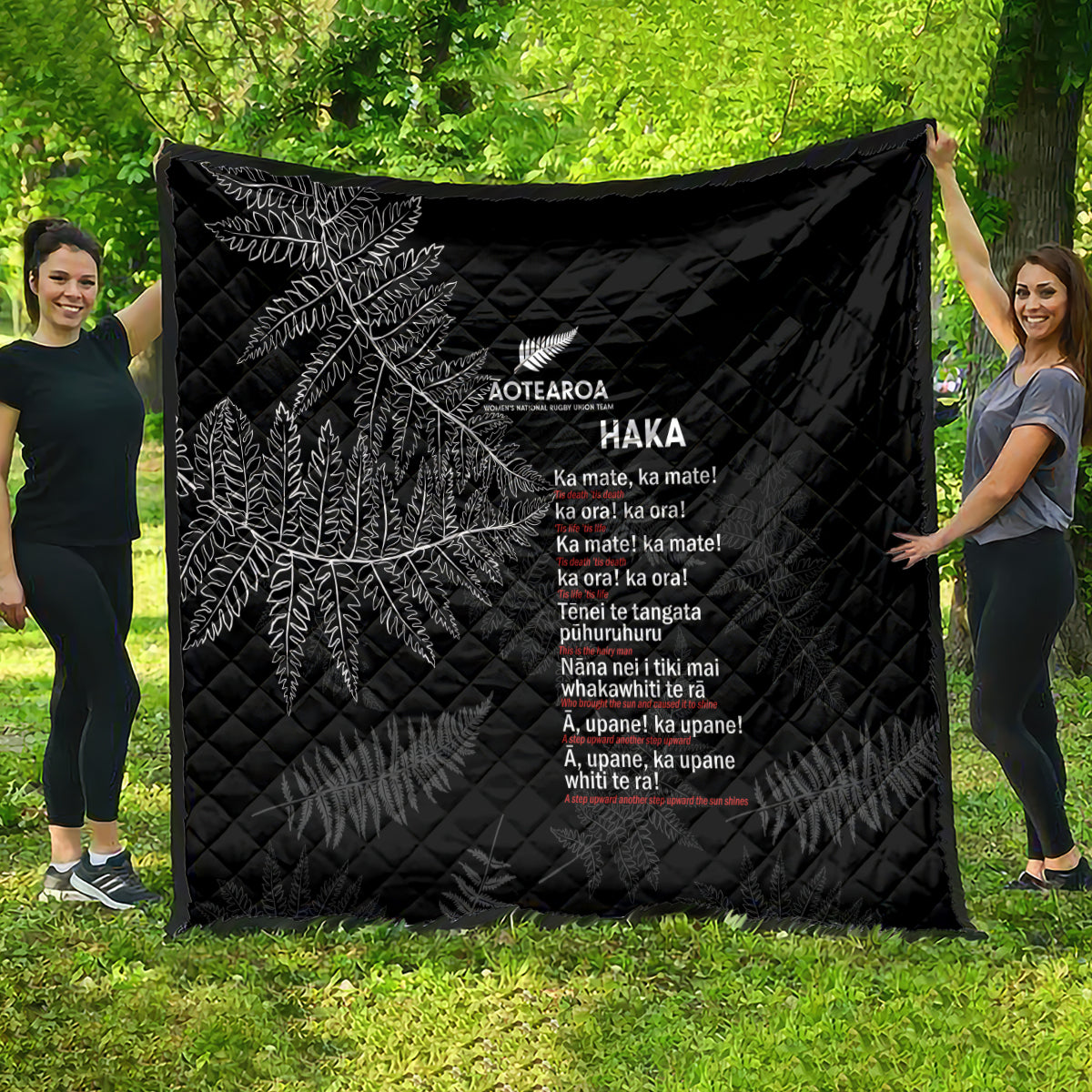 Custom New Zealand Haka Rugby Quilt 2024 Pacific Go Black Silver Fern