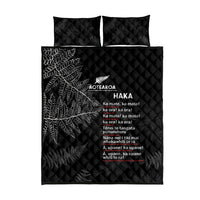 Custom New Zealand Haka Rugby Quilt Bed Set 2024 Pacific Go Black Silver Fern