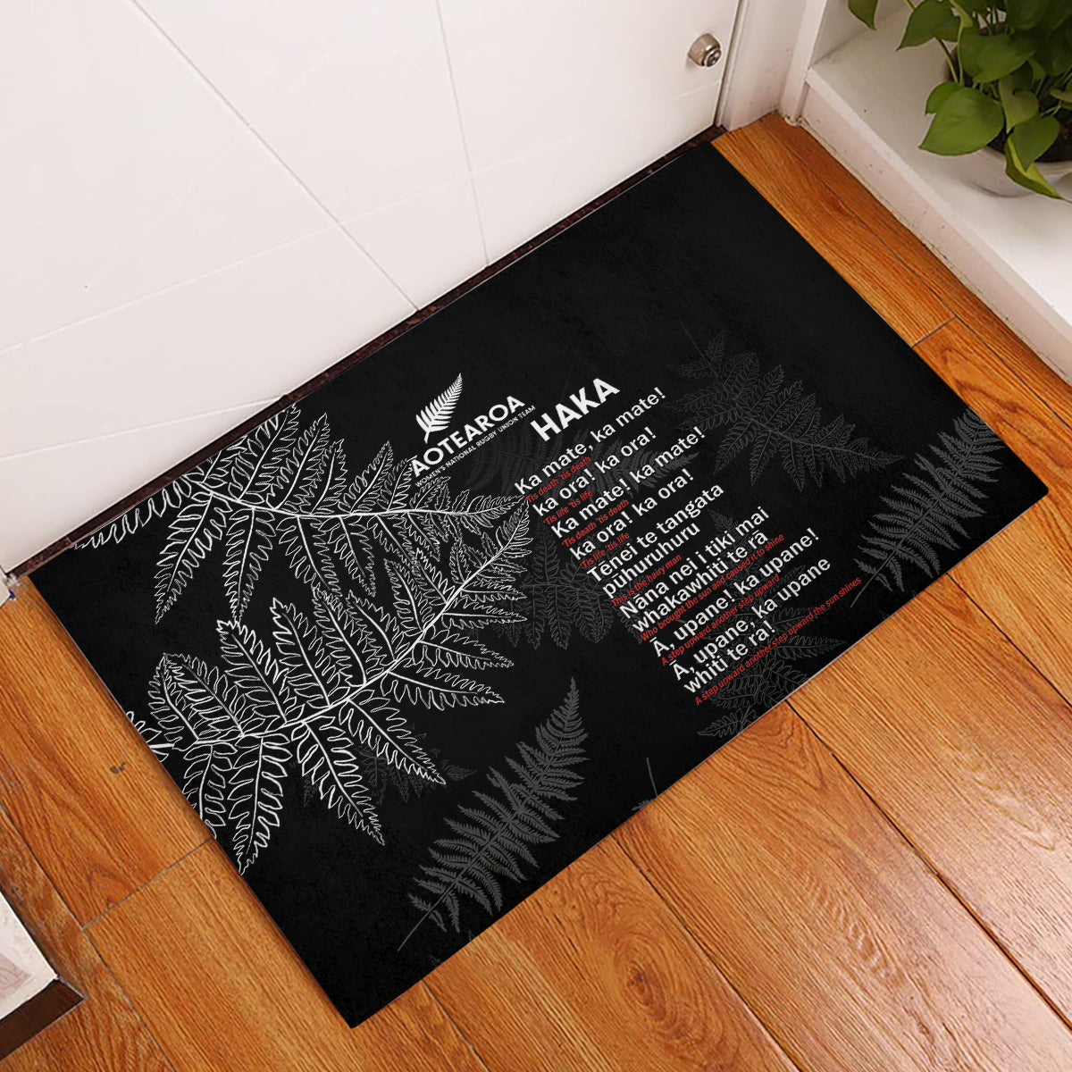 Custom New Zealand Haka Rugby Rubber Doormat 2024 Pacific Go Black Silver Fern LT14 Black - Polynesian Pride