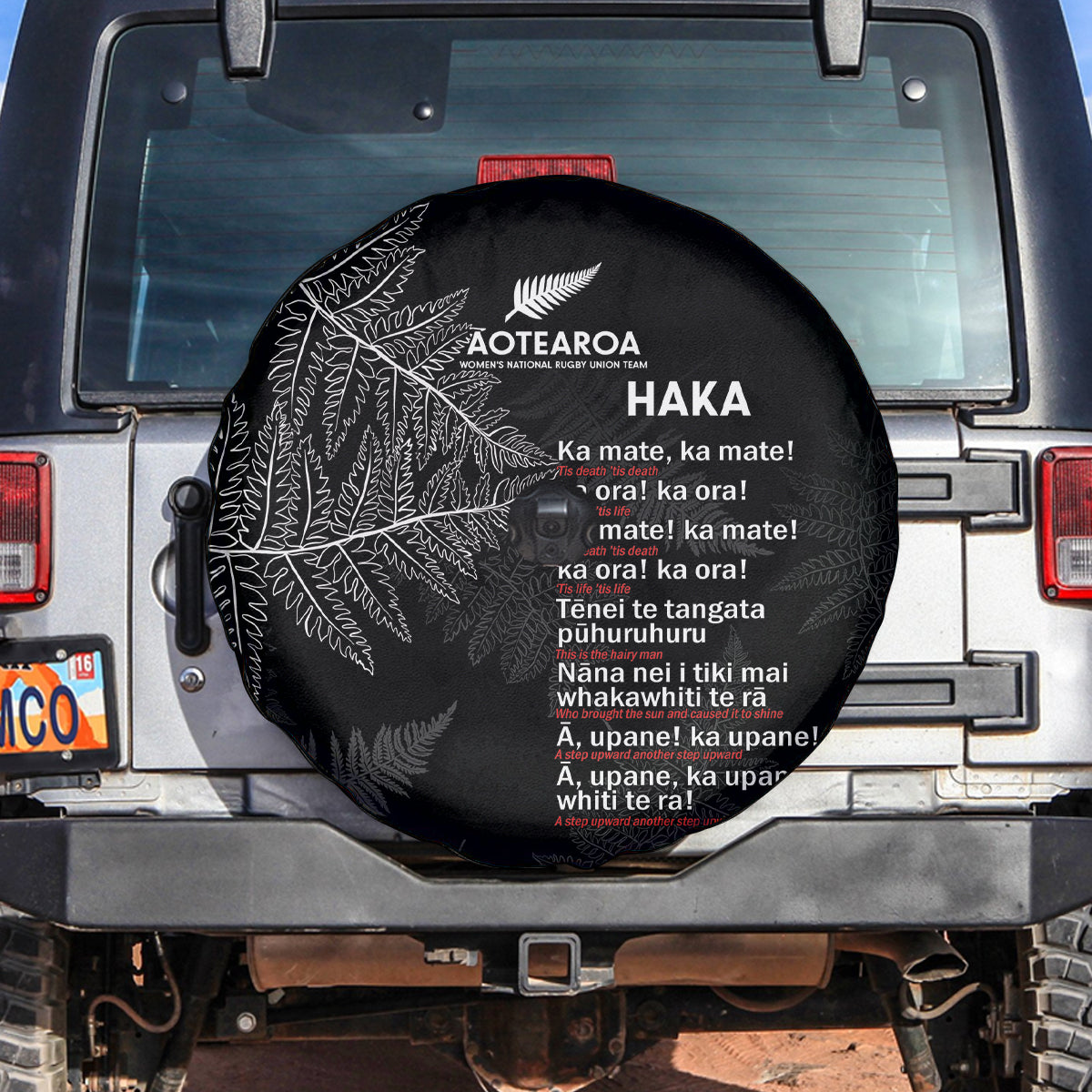 Custom New Zealand Haka Rugby Spare Tire Cover 2024 Pacific Go Black Silver Fern LT14 Black - Polynesian Pride