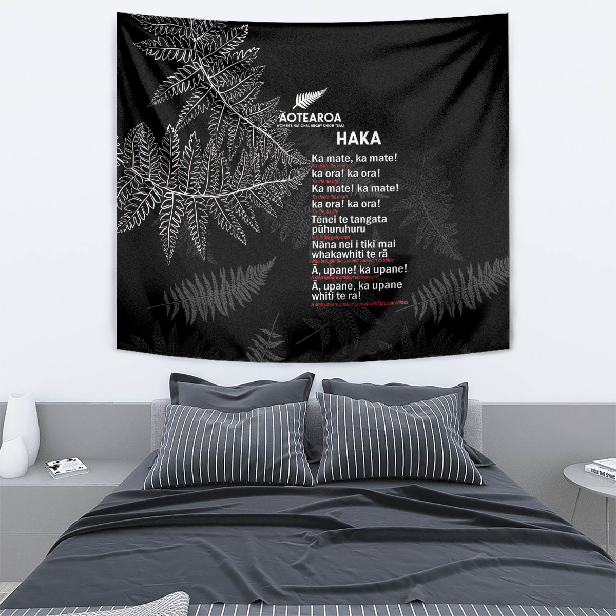 Custom New Zealand Haka Rugby Tapestry 2024 Pacific Go Black Silver Fern LT14 - Polynesian Pride