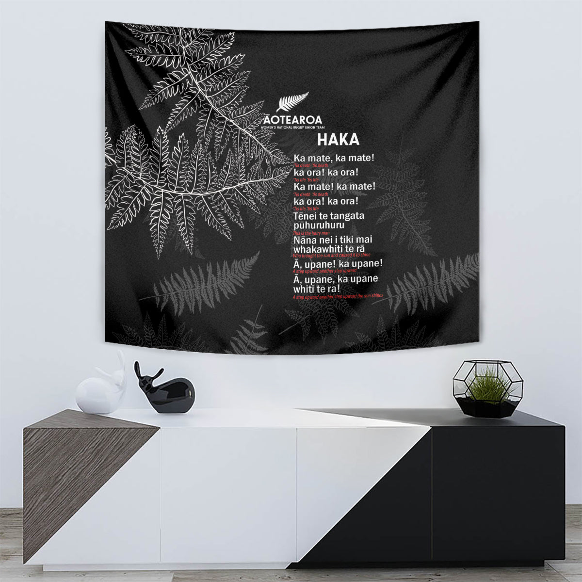 Custom New Zealand Haka Rugby Tapestry 2024 Pacific Go Black Silver Fern LT14 - Polynesian Pride