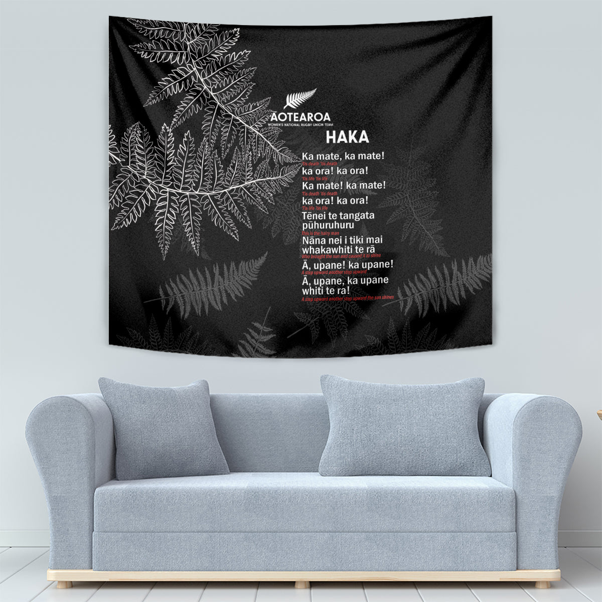 Custom New Zealand Haka Rugby Tapestry 2024 Pacific Go Black Silver Fern LT14 - Polynesian Pride