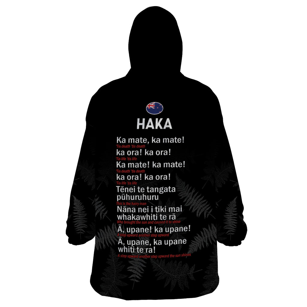 New Zealand Haka Rugby Wearable Blanket Hoodie 2024 Pacific Go Black Silver Fern LT14 - Polynesian Pride