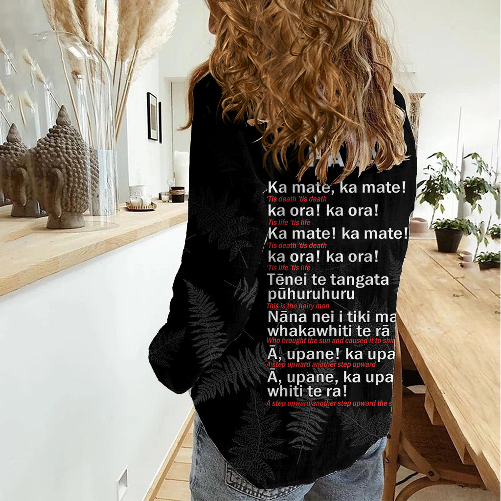 New Zealand Haka Rugby Women Casual Shirt 2024 Pacific Go Black Silver Fern LT14 - Polynesian Pride