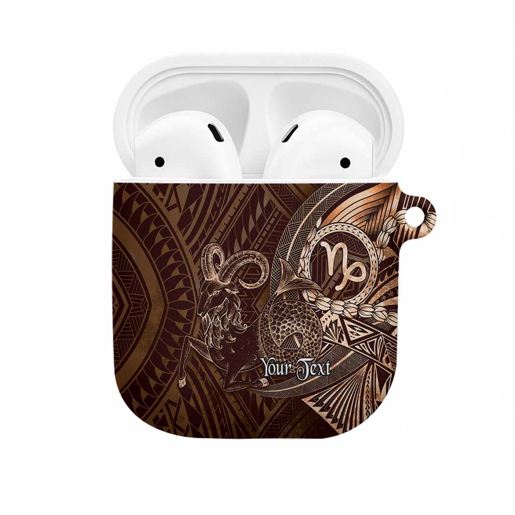 Personalised Polynesia Zodiac Capricorn AirPods Case Galaxy Polynesian Pattern Chest Tattoo Style LT14 Brown - Polynesian Pride