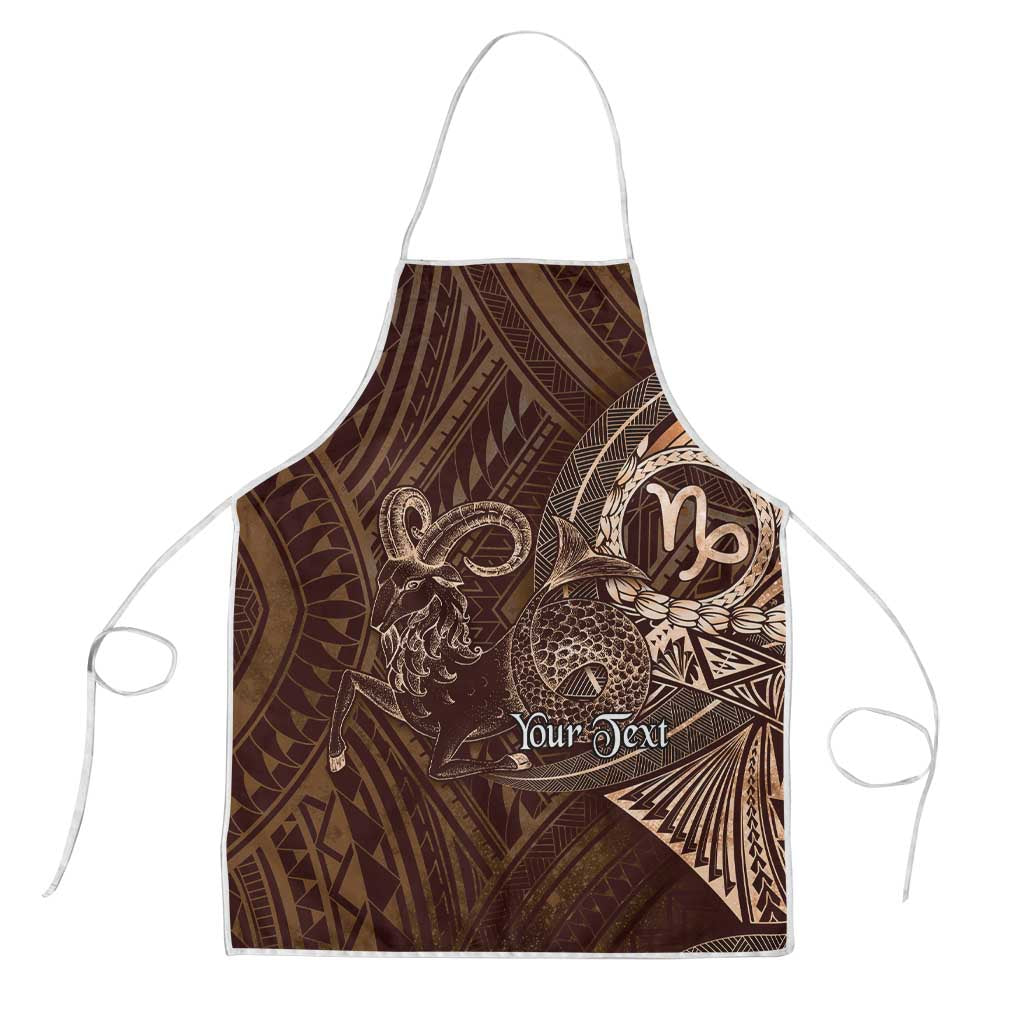 Personalised Polynesia Zodiac Capricorn Apron Galaxy Polynesian Pattern Chest Tattoo Style LT14 Brown - Polynesian Pride