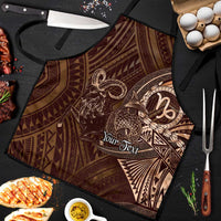 Personalised Polynesia Zodiac Capricorn Apron Galaxy Polynesian Pattern Chest Tattoo Style LT14 Brown - Polynesian Pride