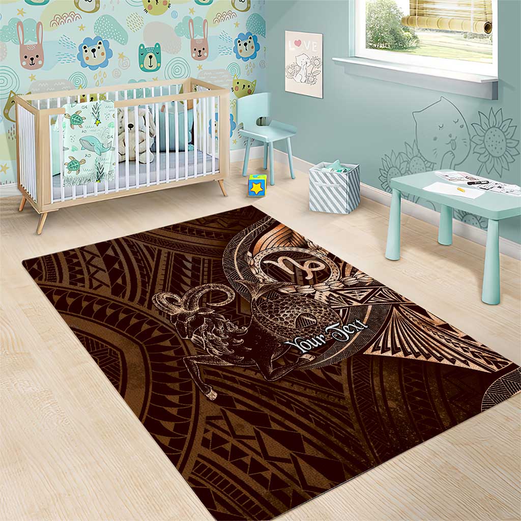 Personalised Polynesia Zodiac Capricorn Area Rug Galaxy Polynesian Pattern Chest Tattoo Style LT14 - Polynesian Pride