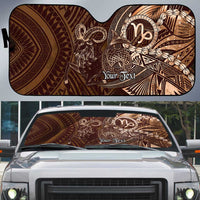 Personalised Polynesia Zodiac Capricorn Auto Sun Shade Galaxy Polynesian Pattern Chest Tattoo Style LT14 Brown - Polynesian Pride