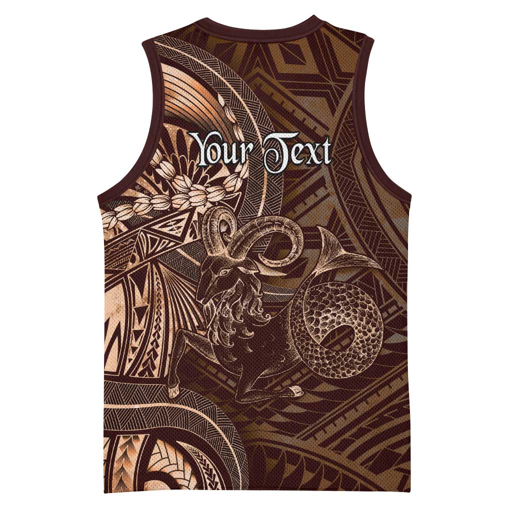 Personalised Polynesia Zodiac Capricorn Basketball Jersey Galaxy Polynesian Pattern Chest Tattoo Style LT14 - Polynesian Pride