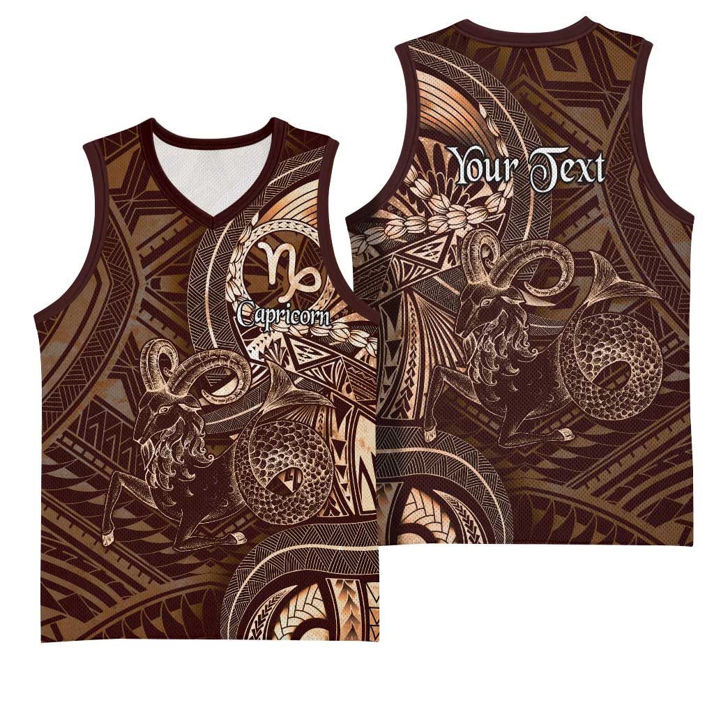 Personalised Polynesia Zodiac Capricorn Basketball Jersey Galaxy Polynesian Pattern Chest Tattoo Style LT14 - Polynesian Pride