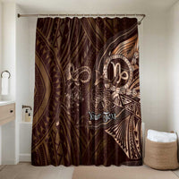 Personalised Polynesia Zodiac Capricorn Bathroom Set Galaxy Polynesian Pattern Chest Tattoo Style LT14 Shower Curtain Only Brown - Polynesian Pride
