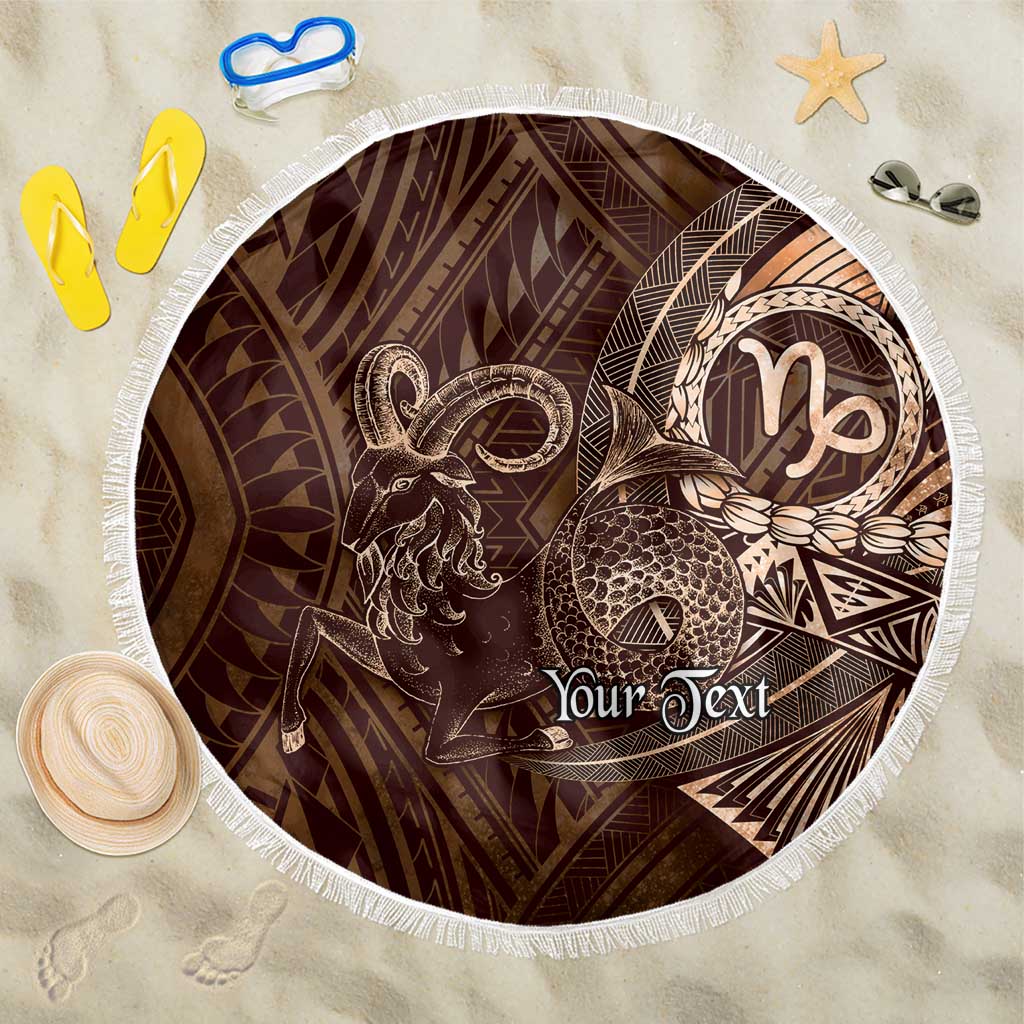 Personalised Polynesia Zodiac Capricorn Beach Blanket Galaxy Polynesian Pattern Chest Tattoo Style LT14 One Size 150cm Brown - Polynesian Pride