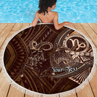 Personalised Polynesia Zodiac Capricorn Beach Blanket Galaxy Polynesian Pattern Chest Tattoo Style LT14 - Polynesian Pride