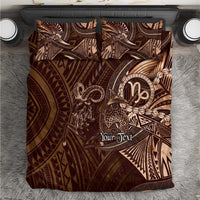 Personalised Polynesia Zodiac Capricorn Bedding Set Galaxy Polynesian Pattern Chest Tattoo Style LT14 Brown - Polynesian Pride