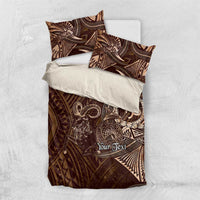 Personalised Polynesia Zodiac Capricorn Bedding Set Galaxy Polynesian Pattern Chest Tattoo Style LT14 US Twin 172cm x 218cm Brown - Polynesian Pride