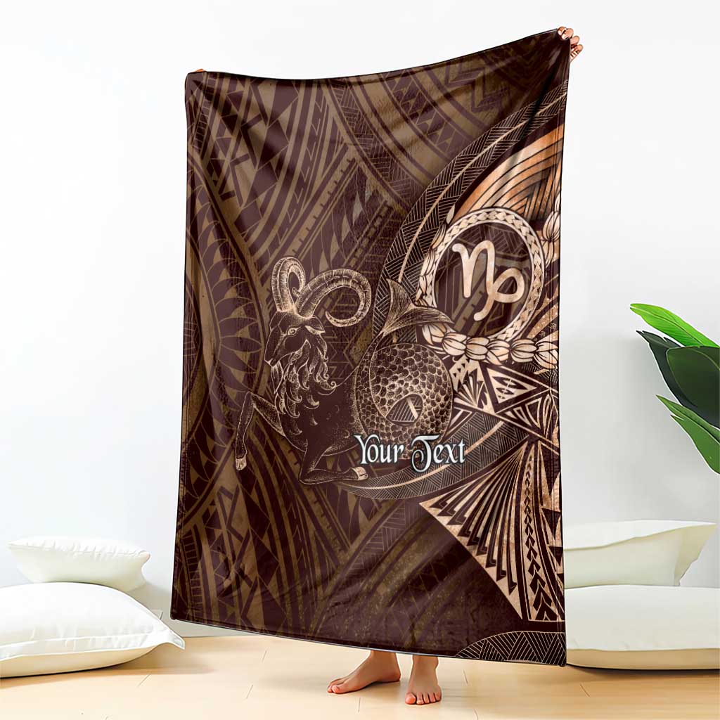 Personalised Polynesia Zodiac Capricorn Blanket Galaxy Polynesian Pattern Chest Tattoo Style