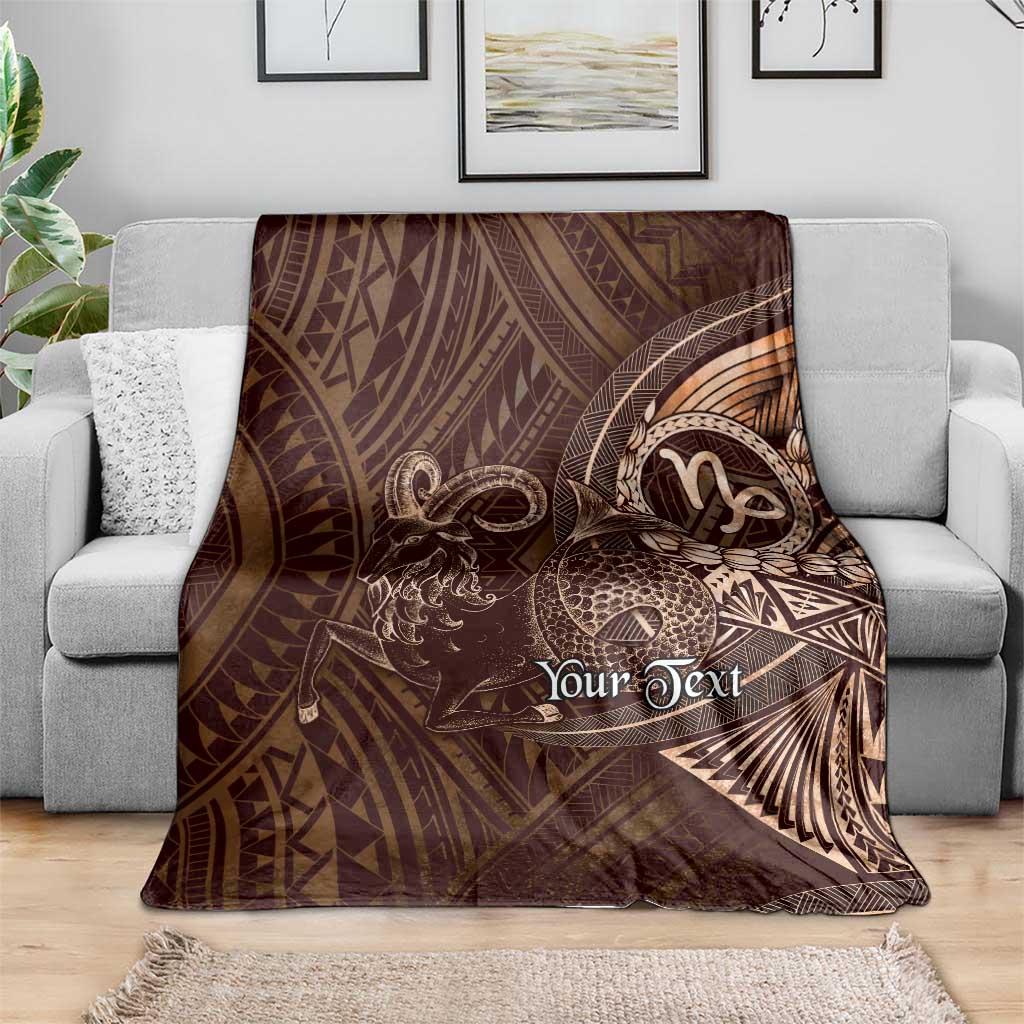 Personalised Polynesia Zodiac Capricorn Blanket Galaxy Polynesian Pattern Chest Tattoo Style