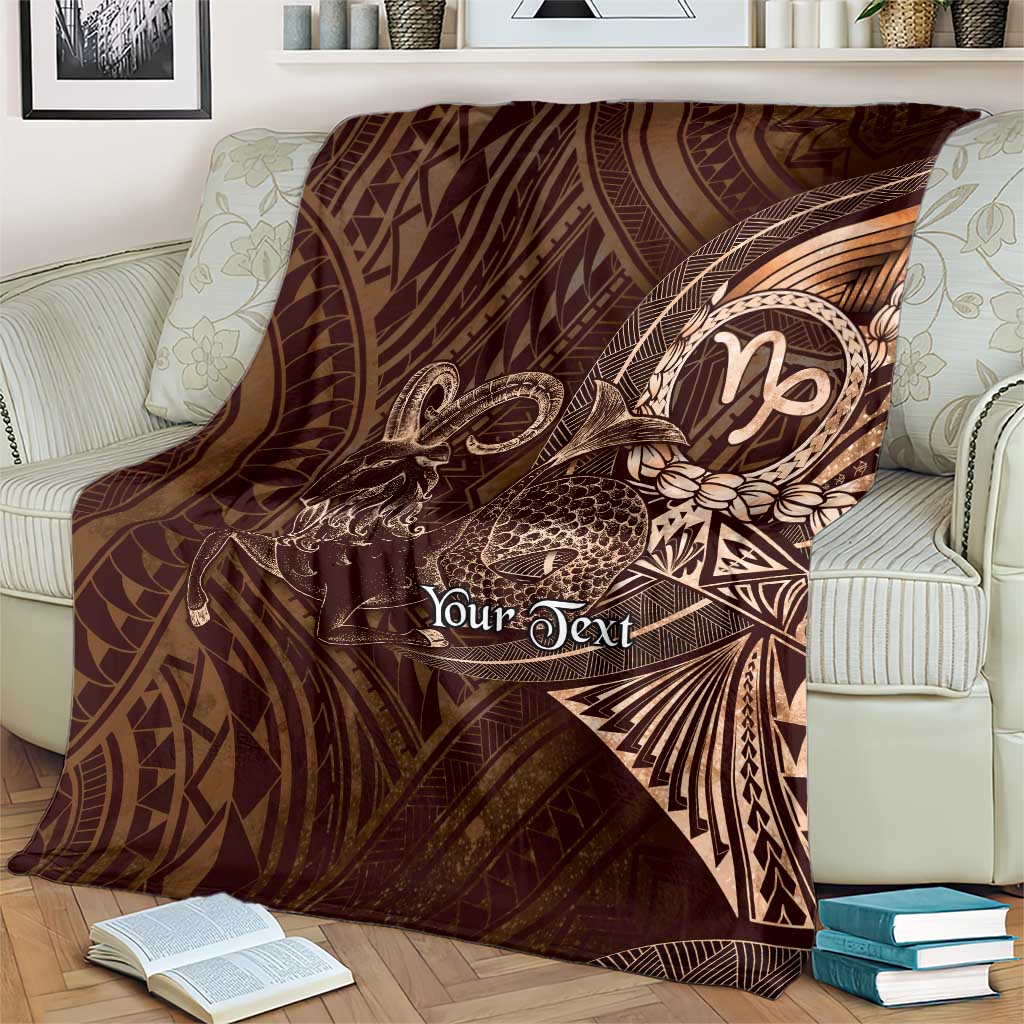 Personalised Polynesia Zodiac Capricorn Blanket Galaxy Polynesian Pattern Chest Tattoo Style