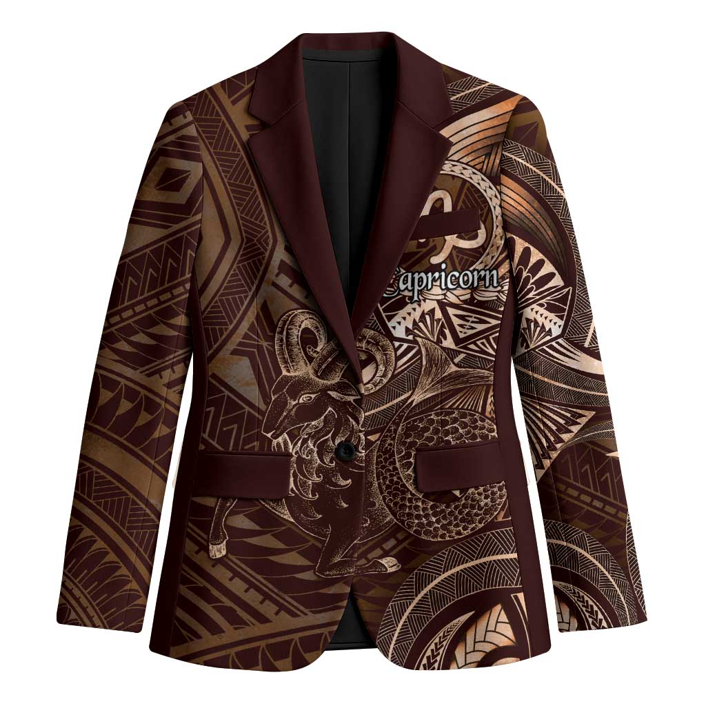 Personalised Polynesia Zodiac Capricorn Blazer Galaxy Polynesian Pattern Chest Tattoo Style LT14 Unisex Brown - Polynesian Pride