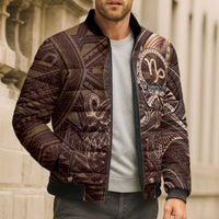 Personalised Polynesia Zodiac Capricorn Bomber Puffer Jacket Galaxy Polynesian Pattern Chest Tattoo Style LT14 - Polynesian Pride