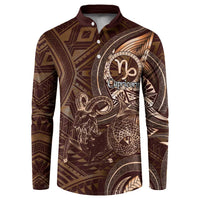 Personalised Polynesia Zodiac Capricorn Button Sweatshirt Galaxy Polynesian Pattern Chest Tattoo Style LT14 Brown - Polynesian Pride