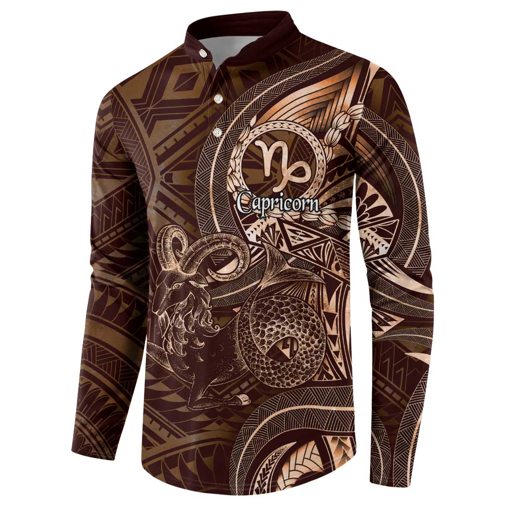 Personalised Polynesia Zodiac Capricorn Button Sweatshirt Galaxy Polynesian Pattern Chest Tattoo Style LT14 - Polynesian Pride