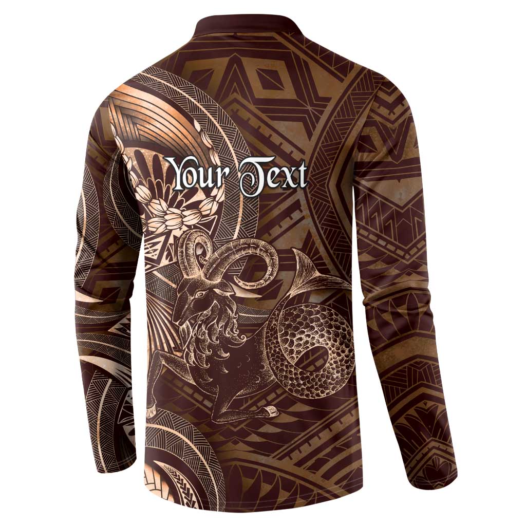 Personalised Polynesia Zodiac Capricorn Button Sweatshirt Galaxy Polynesian Pattern Chest Tattoo Style LT14 - Polynesian Pride