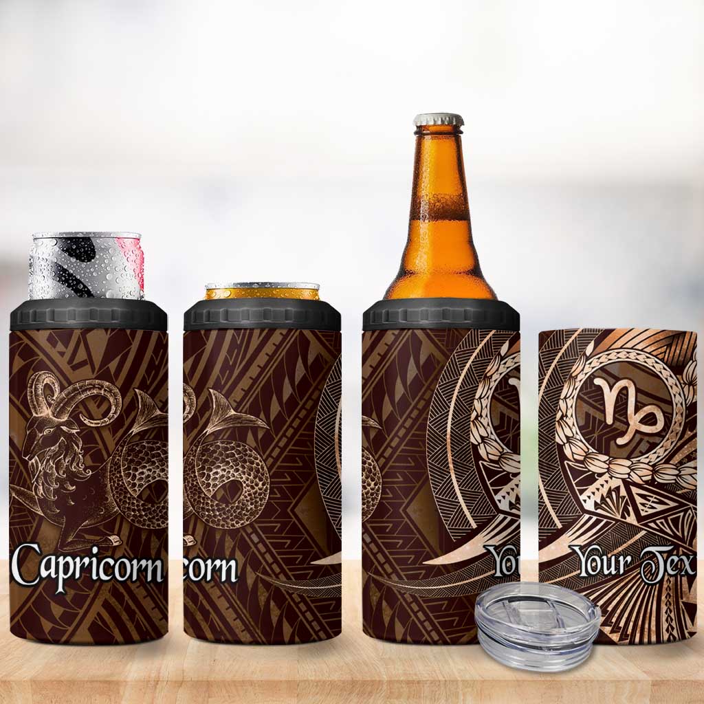 Personalised Polynesia Zodiac Capricorn 4 in 1 Can Cooler Tumbler Galaxy Polynesian Pattern Chest Tattoo Style LT14 - Polynesian Pride