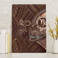 Personalised Polynesia Zodiac Capricorn Canvas Wall Art Galaxy Polynesian Pattern Chest Tattoo Style LT14 Without Frame Brown - Polynesian Pride