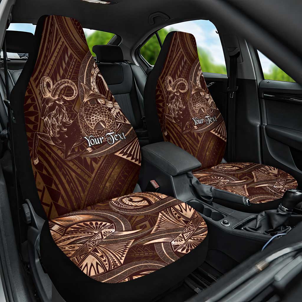 Personalised Polynesia Zodiac Capricorn Car Seat Cover Galaxy Polynesian Pattern Chest Tattoo Style LT14 One Size Brown - Polynesian Pride