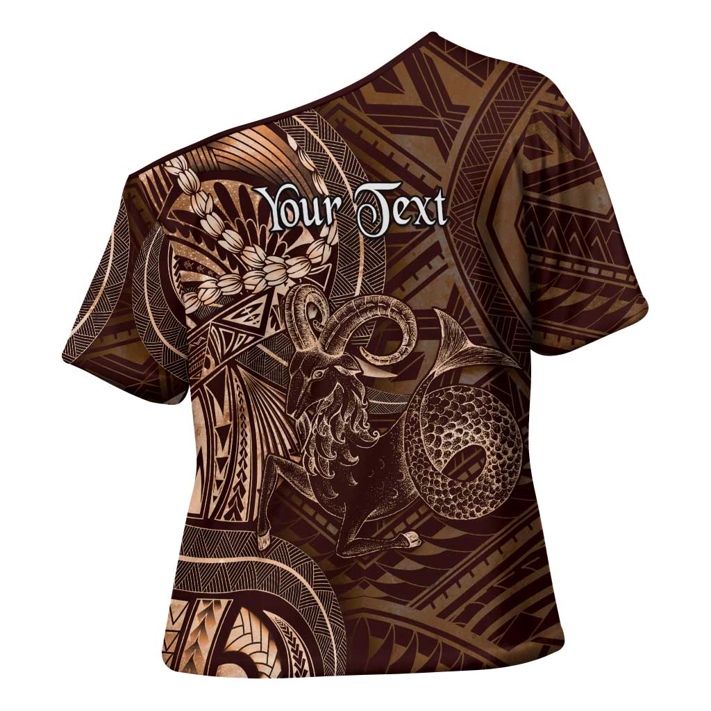 Personalised Polynesia Zodiac Capricorn Cross Shoulder Shirt Galaxy Polynesian Pattern Chest Tattoo Style LT14 - Polynesian Pride
