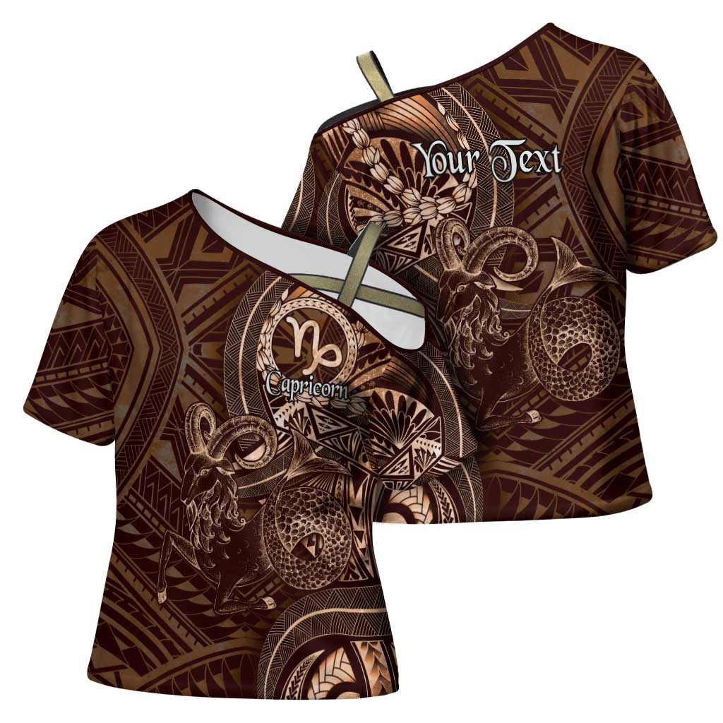Personalised Polynesia Zodiac Capricorn Cross Shoulder Shirt Galaxy Polynesian Pattern Chest Tattoo Style LT14 - Polynesian Pride