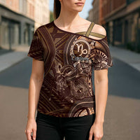 Personalised Polynesia Zodiac Capricorn Cross Shoulder Shirt Galaxy Polynesian Pattern Chest Tattoo Style LT14 - Polynesian Pride