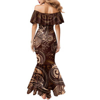 Personalised Polynesia Zodiac Capricorn Family Matching Mermaid Dress and Hawaiian Shirt Galaxy Polynesian Pattern Chest Tattoo Style
