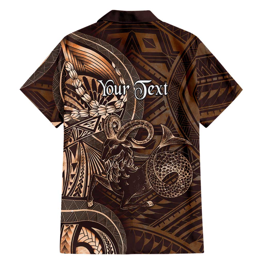 Personalised Polynesia Zodiac Capricorn Family Matching Off The Shoulder Long Sleeve Dress and Hawaiian Shirt Galaxy Polynesian Pattern Chest Tattoo Style