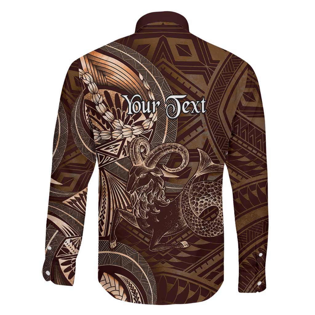 Personalised Polynesia Zodiac Capricorn Family Matching Off The Shoulder Long Sleeve Dress and Hawaiian Shirt Galaxy Polynesian Pattern Chest Tattoo Style