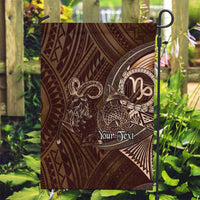 Personalised Polynesia Zodiac Capricorn Garden Flag Galaxy Polynesian Pattern Chest Tattoo Style LT14 Garden Flag Brown - Polynesian Pride