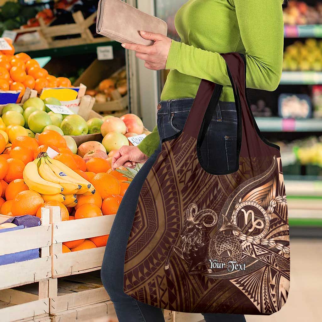 Personalised Polynesia Zodiac Capricorn Grocery Bag Galaxy Polynesian Pattern Chest Tattoo Style LT14 - Polynesian Pride
