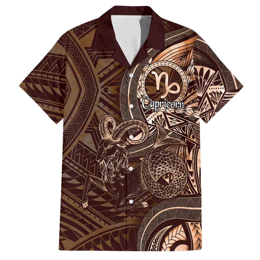 Personalised Polynesia Zodiac Capricorn Hawaiian Shirt Galaxy Polynesian Pattern Chest Tattoo Style