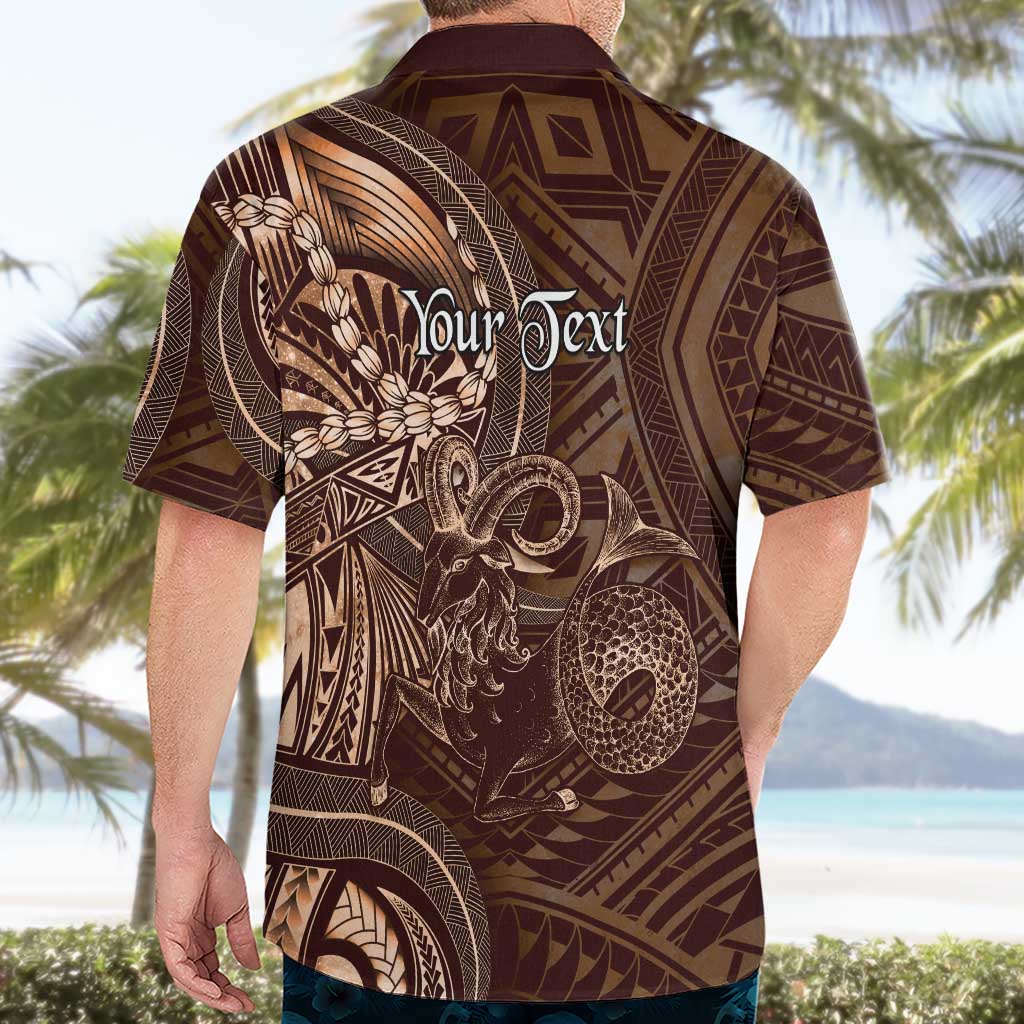 Personalised Polynesia Zodiac Capricorn Hawaiian Shirt Galaxy Polynesian Pattern Chest Tattoo Style