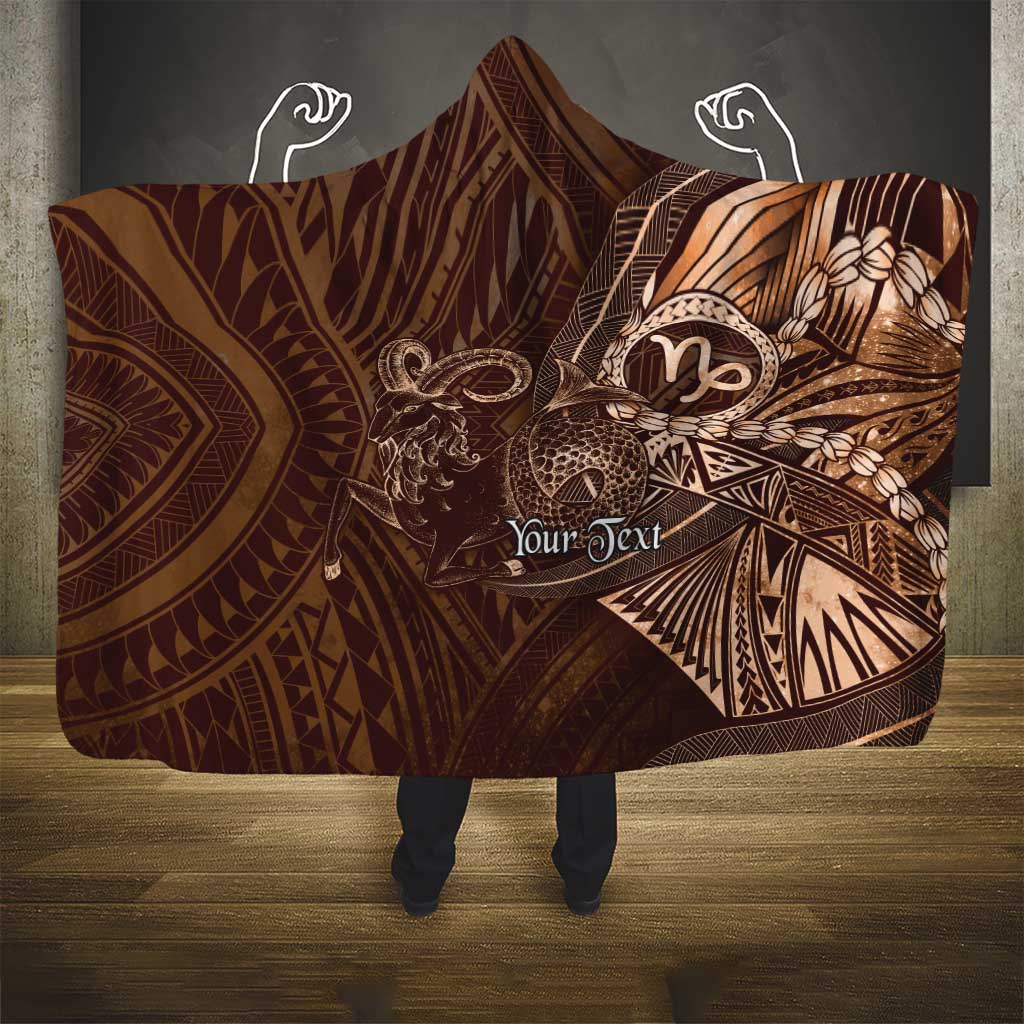 Personalised Polynesia Zodiac Capricorn Hooded Blanket Galaxy Polynesian Pattern Chest Tattoo Style LT14 - Polynesian Pride