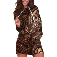 Personalised Polynesia Zodiac Capricorn Hoodie Dress Galaxy Polynesian Pattern Chest Tattoo Style LT14 Brown - Polynesian Pride