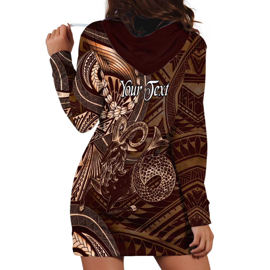 Personalised Polynesia Zodiac Capricorn Hoodie Dress Galaxy Polynesian Pattern Chest Tattoo Style LT14 - Polynesian Pride