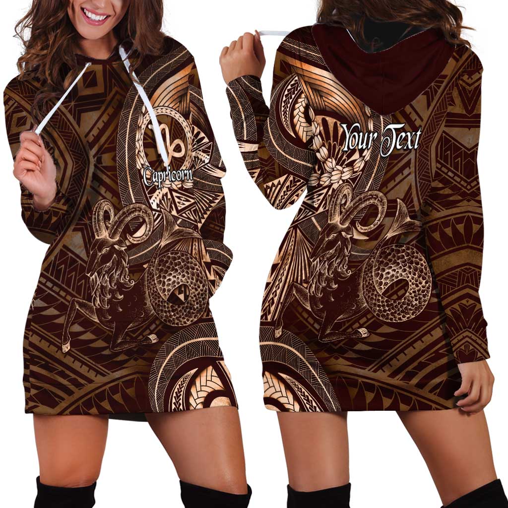 Personalised Polynesia Zodiac Capricorn Hoodie Dress Galaxy Polynesian Pattern Chest Tattoo Style LT14 - Polynesian Pride