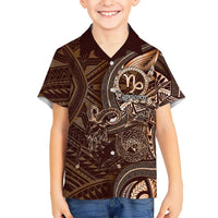Personalised Polynesia Zodiac Capricorn Kid Hawaiian Shirt Galaxy Polynesian Pattern Chest Tattoo Style