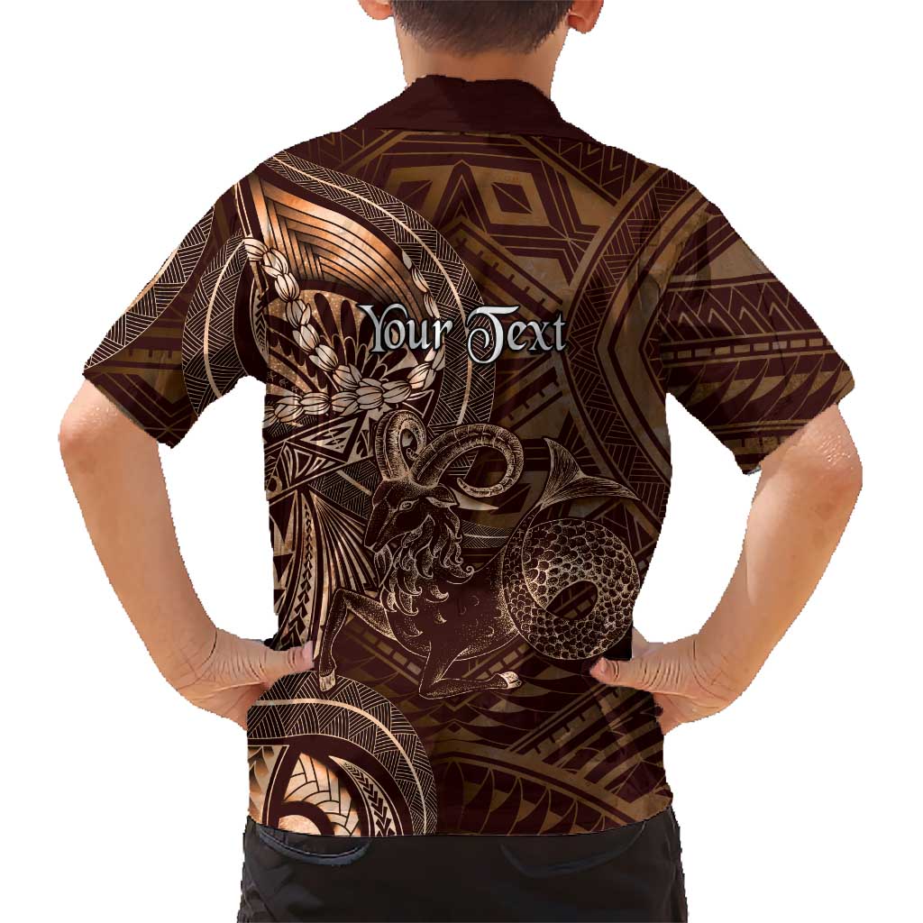 Personalised Polynesia Zodiac Capricorn Kid Hawaiian Shirt Galaxy Polynesian Pattern Chest Tattoo Style