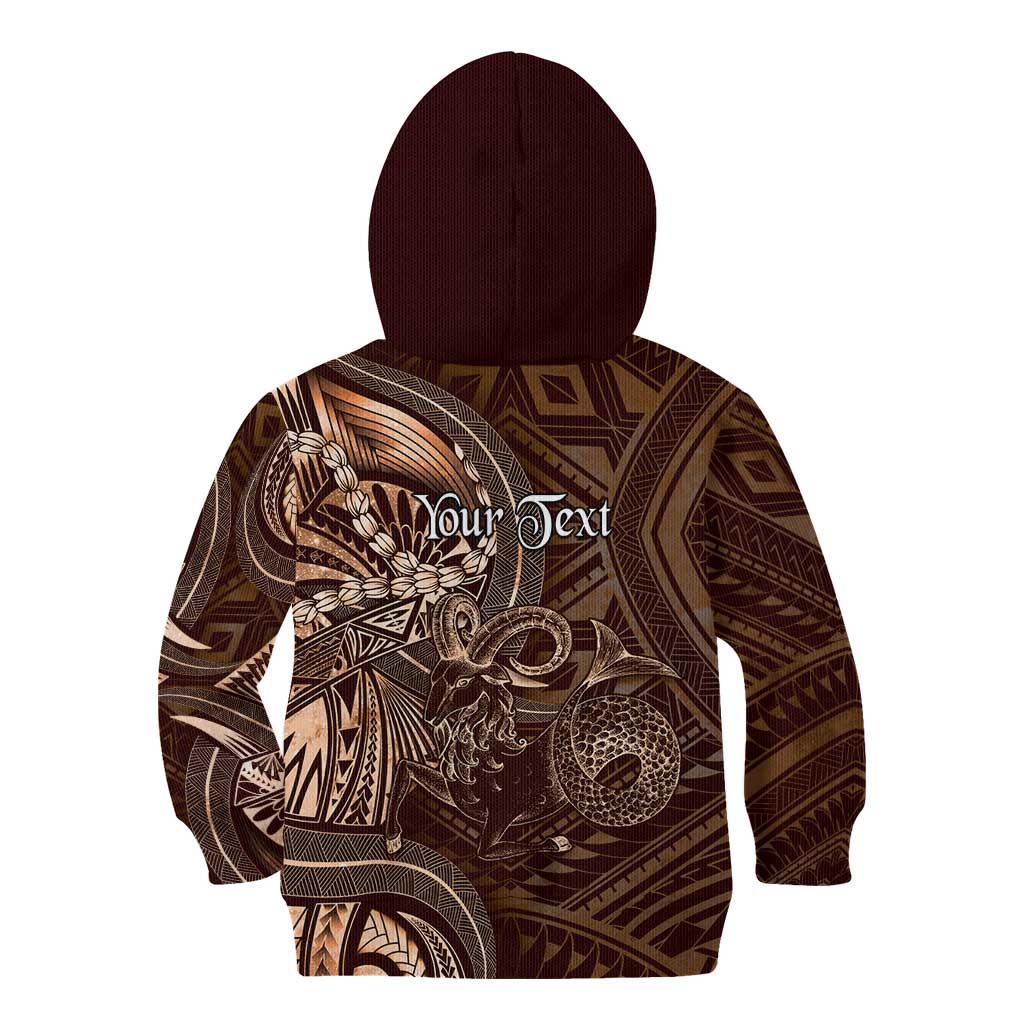 Personalised Polynesia Zodiac Capricorn Kid Hoodie Galaxy Polynesian Pattern Chest Tattoo Style