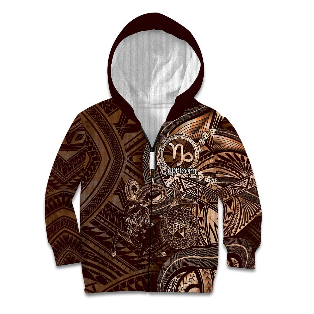 Personalised Polynesia Zodiac Capricorn Kid Hoodie Galaxy Polynesian Pattern Chest Tattoo Style